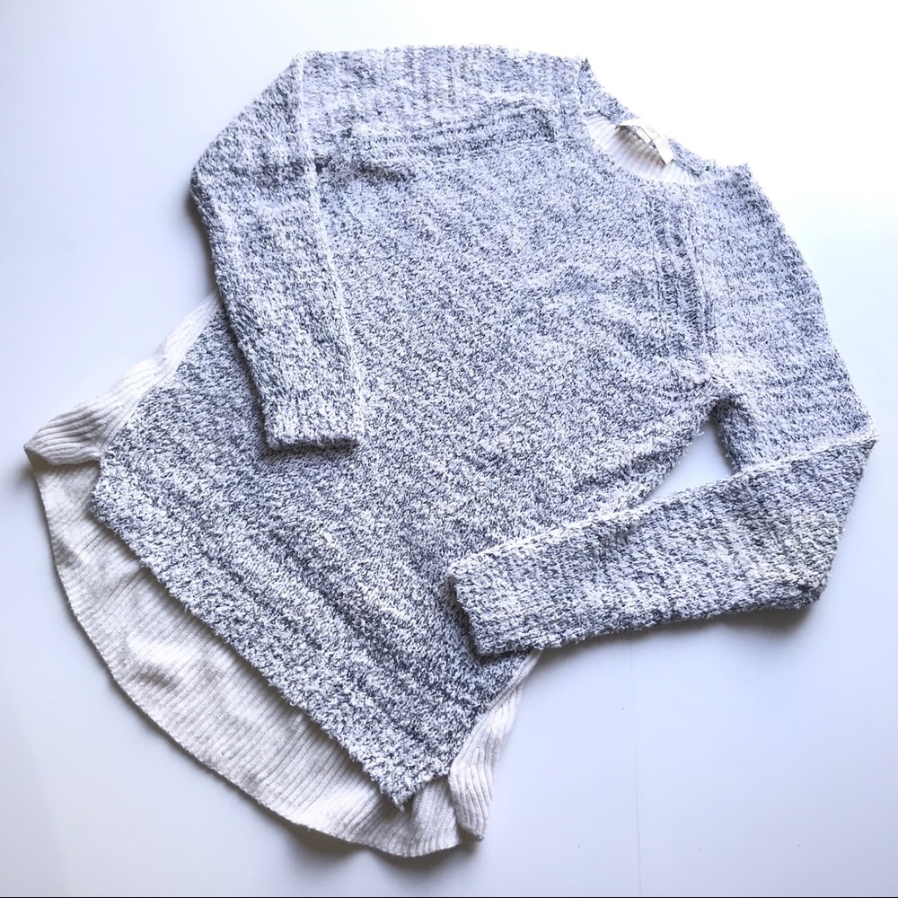 Ann Taylor LOFT White Fuzzy Ribbed Back Sweater